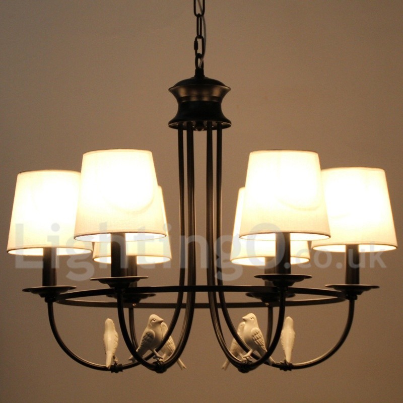 Lustre estilo mediterrâneo retrô preto de 6 luzes, estilo rústico e contemporâneo, estilo vela