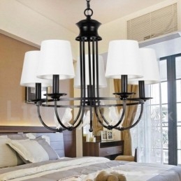 Lustre estilo mediterrâneo retrô preto de 5 luzes, estilo rústico e contemporâneo, estilo vela