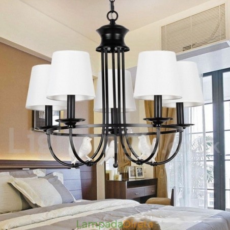 Lustre estilo mediterrâneo retrô preto de 5 luzes, estilo rústico e contemporâneo, estilo vela Lustre estilo mediterrâneo retrô preto de 5 luzes, estilo rústico e contemporâneo, estilo vela
