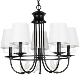 Lustre estilo mediterrâneo retrô preto de 5 luzes, estilo rústico e contemporâneo, estilo vela
