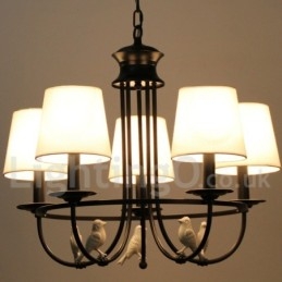 Lustre estilo mediterrâneo retrô preto de 5 luzes, estilo rústico e contemporâneo, estilo vela