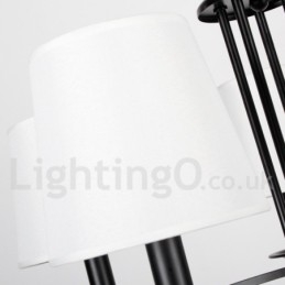 Lustre estilo mediterrâneo retrô preto de 5 luzes, estilo rústico e contemporâneo, estilo vela
