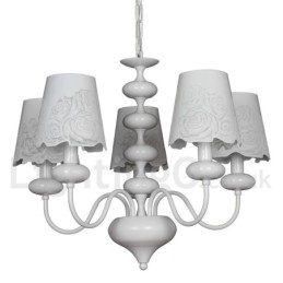 Lustre moderno contemporâneo de 5 luzes estilo vela branca vazada