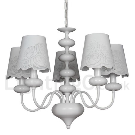 Lustre moderno contemporâneo de 5 luzes estilo vela branca vazada Lustre moderno contemporâneo de 5 luzes estilo vela branca vazada