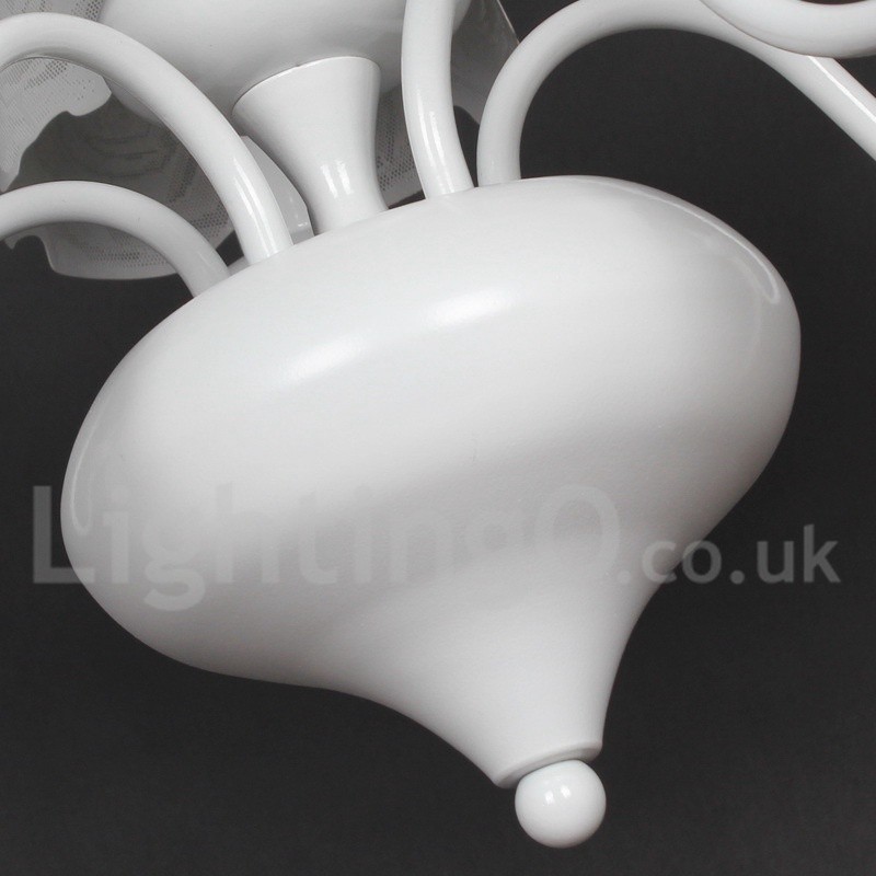 Lustre moderno contemporâneo de 5 luzes estilo vela branca vazada