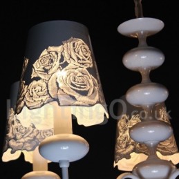Lustre moderno contemporâneo de 5 luzes estilo vela branca vazada