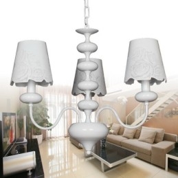Lustre moderno contemporâneo de 3 luzes estilo vela branca vazada
