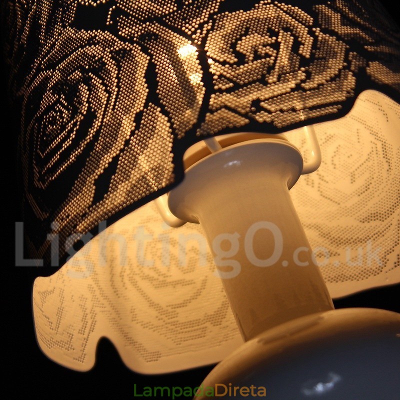 Lustre moderno contemporâneo de 3 luzes estilo vela branca vazada