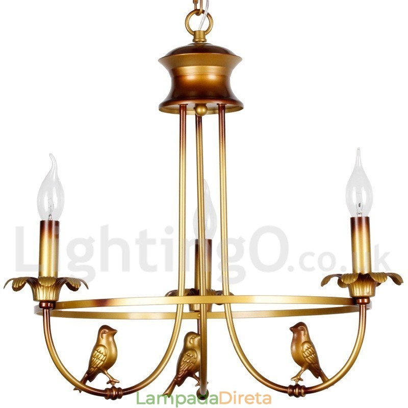 Lustre estilo vela retrô de 3 luzes