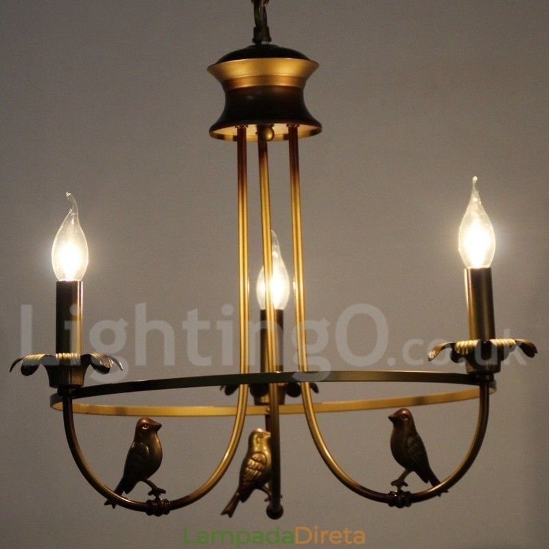 Lustre estilo vela retrô de 3 luzes