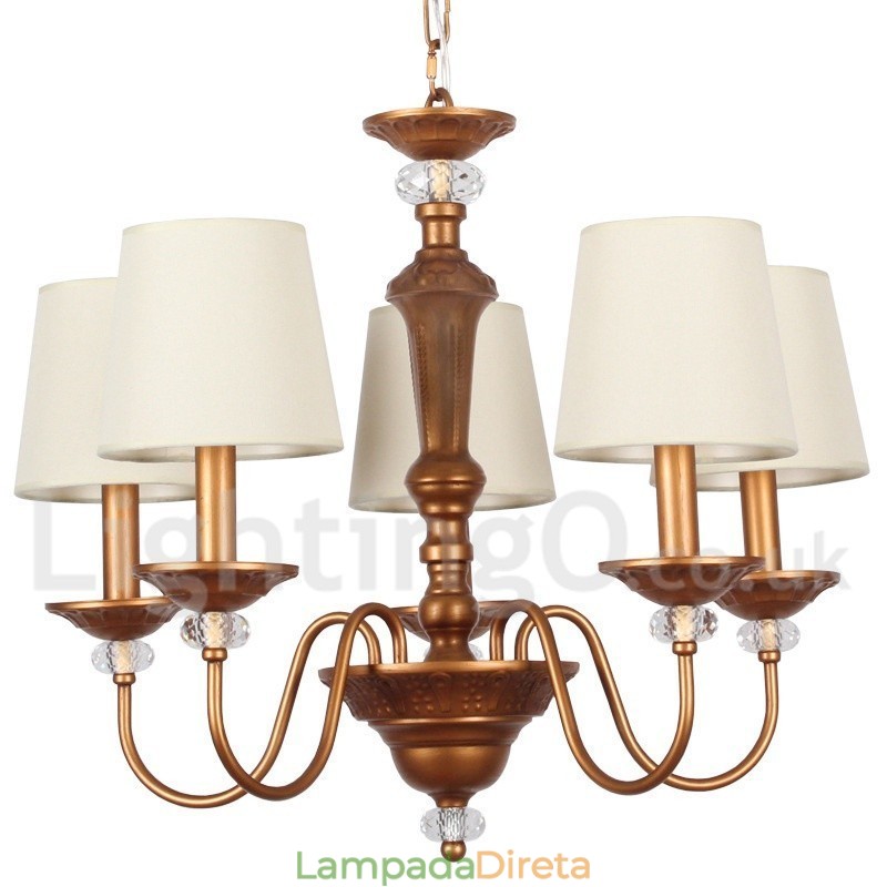 Lustre estilo vela retrô preto rústico de 5 luzes