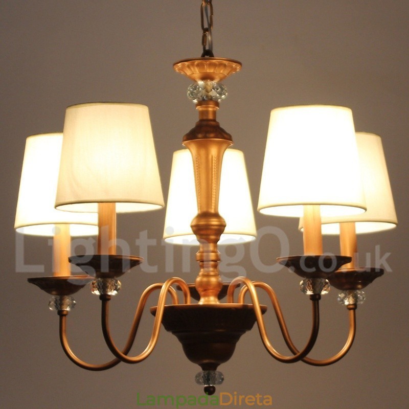 Lustre estilo vela retrô preto rústico de 5 luzes