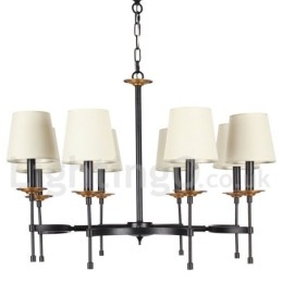 Lustre estilo vela retrô preto rústico de 8 luzes