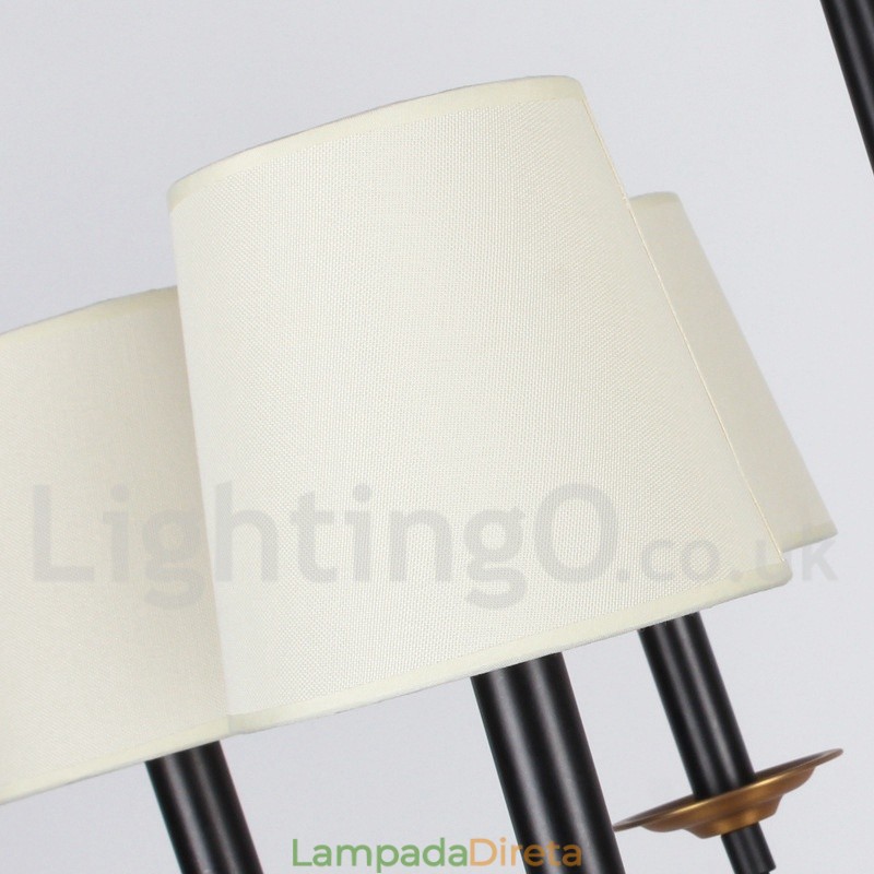 Lustre estilo vela retrô preto rústico de 8 luzes