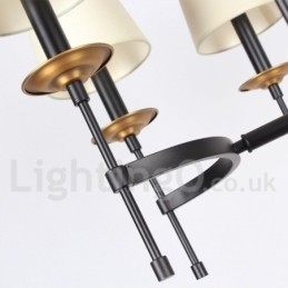 Lustre estilo vela retrô preto rústico de 8 luzes
