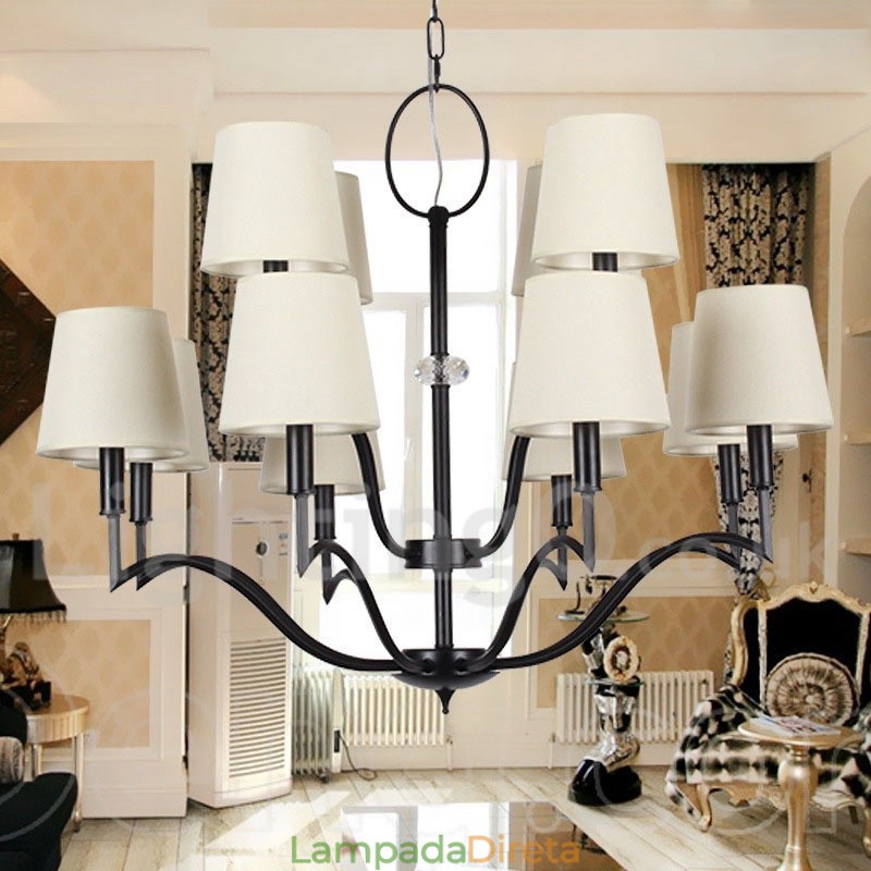 Lustre moderno e contemporâneo estilo vela de 12 luzes