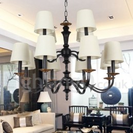 Lustre estilo vela retrô rústico de 12 luzes