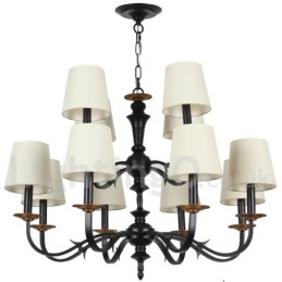 Lustre estilo vela retrô rústico de 12 luzes