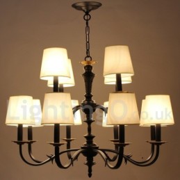 Lustre estilo vela retrô rústico de 12 luzes