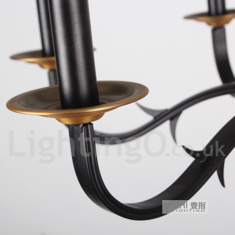 Lustre estilo vela retrô rústico de 12 luzes