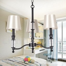 Lustre estilo vela contemporâneo retrô preto de 3 luzes
