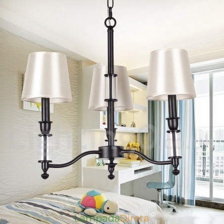 Lustre estilo vela contemporâneo retrô preto de 3 luzes Lustre estilo vela contemporâneo retrô preto de 3 luzes