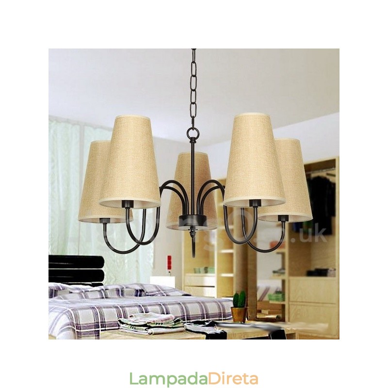 Lustre estilo vela retrô contemporâneo de 5 luzes