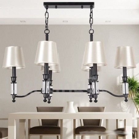 Lustre estilo vela contemporâneo retrô preto rústico de 6 luzes Lustre estilo vela contemporâneo retrô preto rústico de 6 luzes