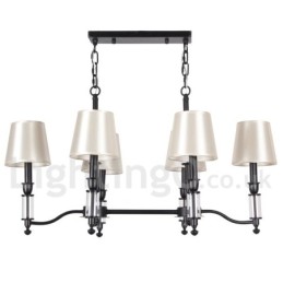Lustre estilo vela contemporâneo retrô preto rústico de 6 luzes
