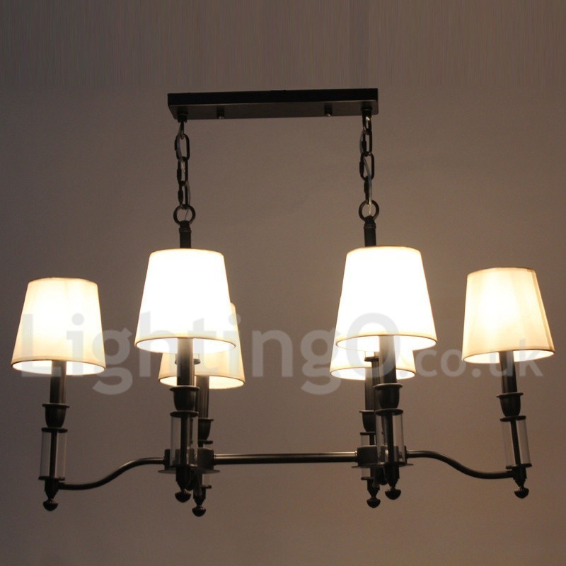 Lustre estilo vela contemporâneo retrô preto rústico de 6 luzes