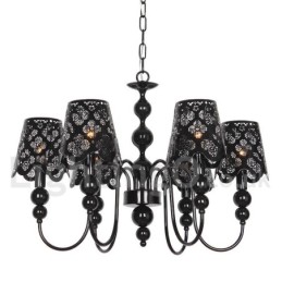 Lustre moderno contemporâneo de 6 luzes estilo vela preta vazada
