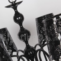 Lustre moderno contemporâneo de 6 luzes estilo vela preta vazada