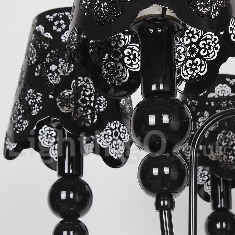 Lustre moderno contemporâneo de 6 luzes estilo vela preta vazada
