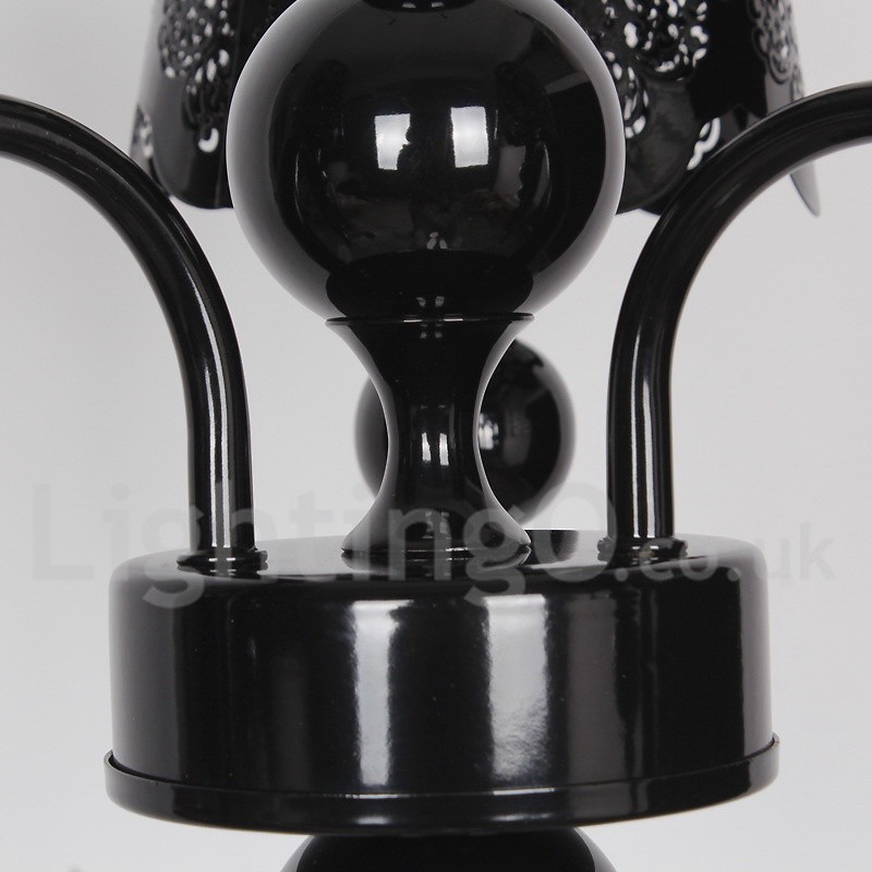 Lustre moderno contemporâneo de 3 luzes estilo vela preta vazada