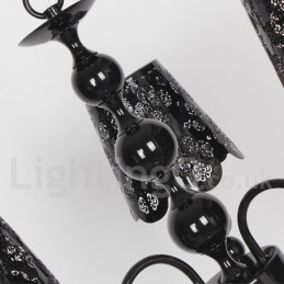 Lustre moderno contemporâneo de 3 luzes estilo vela preta vazada