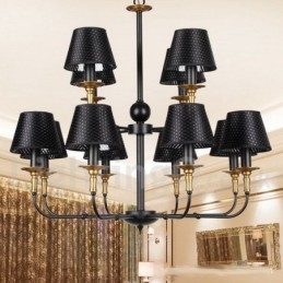 Lustre estilo vela retrô rústico de 12 luzes e 2 níveis
