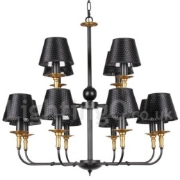 Lustre estilo vela retrô rústico de 12 luzes e 2 níveis