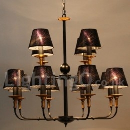 Lustre estilo vela retrô rústico de 12 luzes e 2 níveis