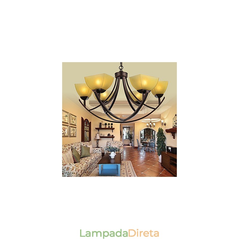 Lustre 6 Luzes Tradicional Clássico Vintage Metal