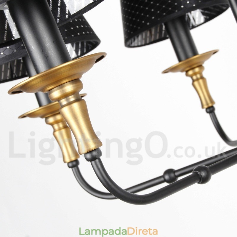 Lustre estilo vela retrô rústico de 12 luzes e 2 níveis