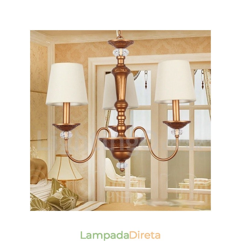 Lustre estilo vela retrô de 3 luzes