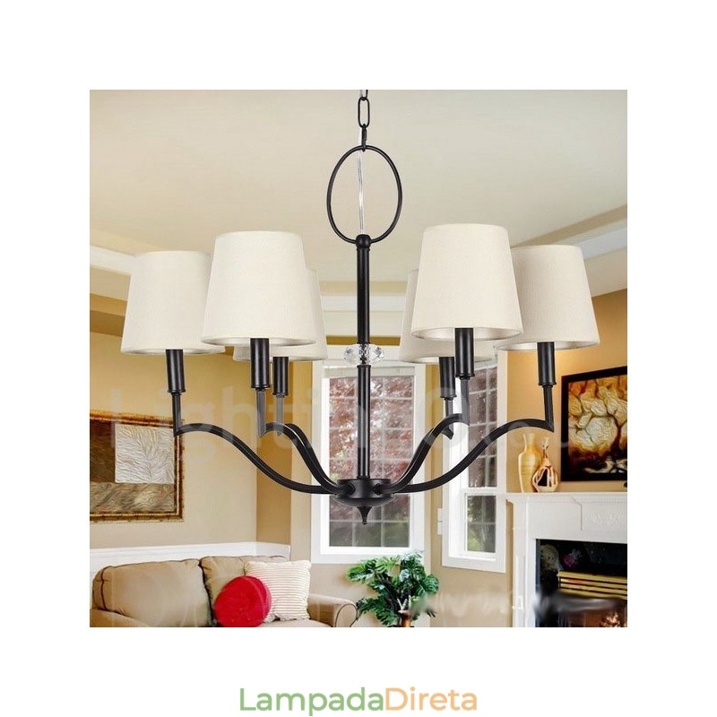 Lustre moderno e contemporâneo estilo vela de 6 luzes