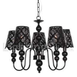 Lustre moderno contemporâneo de 5 luzes estilo vela preta vazada