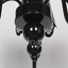 Lustre moderno contemporâneo de 5 luzes estilo vela preta vazada