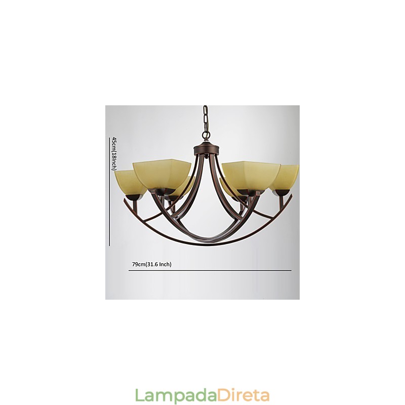 Lustre 6 Luzes Tradicional Clássico Vintage Metal