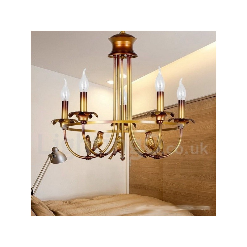 Lustre estilo vela retrô de 5 luzes