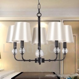 Lustre estilo vela contemporâneo preto retrô rústico de 5 luzes