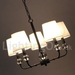 Lustre estilo vela contemporâneo preto retrô rústico de 5 luzes