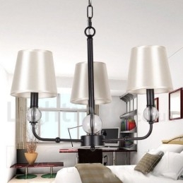 Lustre estilo vela contemporâneo preto retrô de 3 luzes