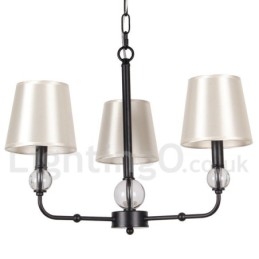 Lustre estilo vela contemporâneo preto retrô de 3 luzes